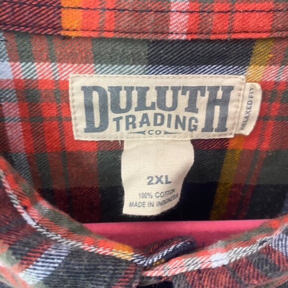 Duluth Trading Co. Mens Relaxed Fit Flannel Shirt 2XL Plaid Long Sleeve Cotton C - Picture 2 of 9